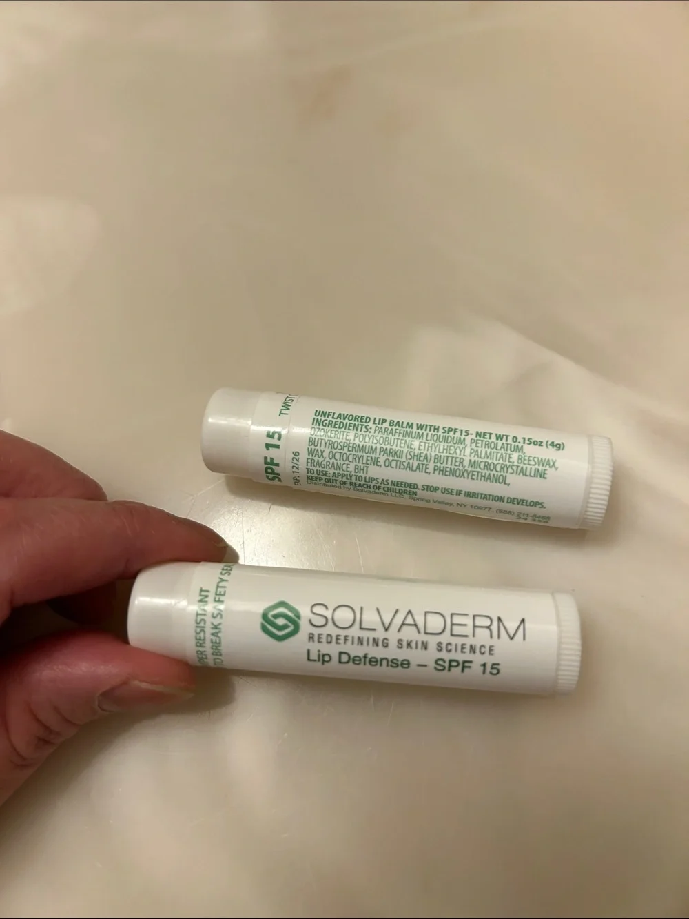SOLVADERM Lip Defense SPF 15 Lip Balm BUNDLE OF 2